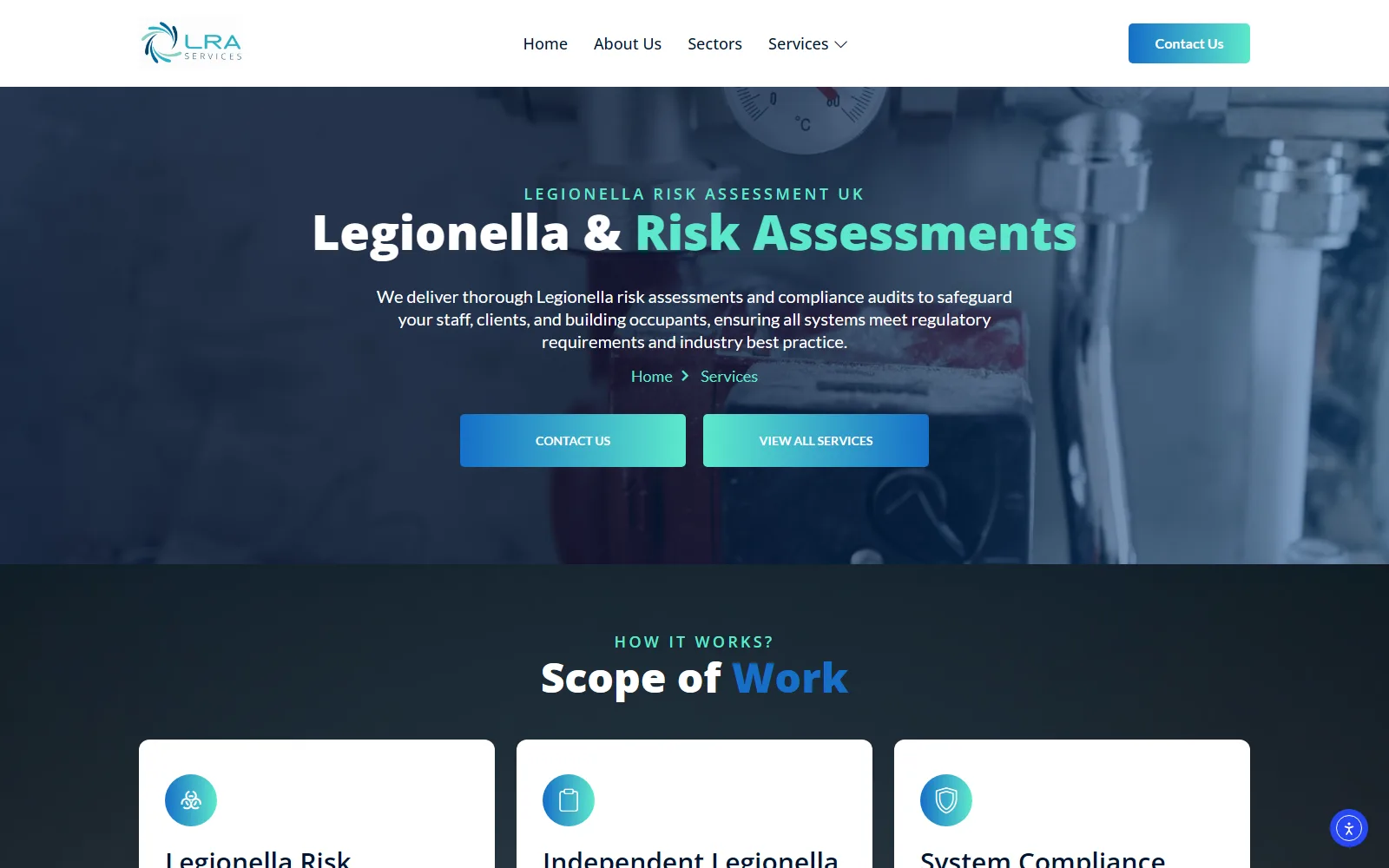 The LRA Services legionella risk assessment service page